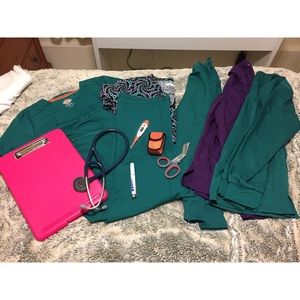 6 pc green/purple Scrub bundle with Litmann